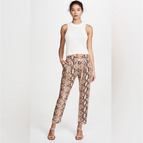 Enza Costa Snake Print Python Linen Pull On  Lightweight Tapered Pant - Picture 16 of 16